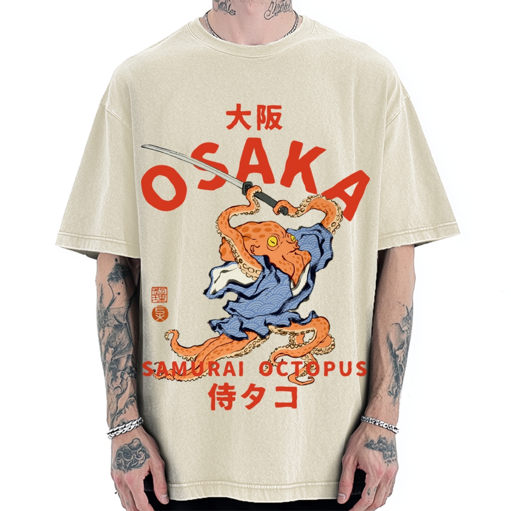 Osaka Samurai Octopus Vintage Washed T-shirt