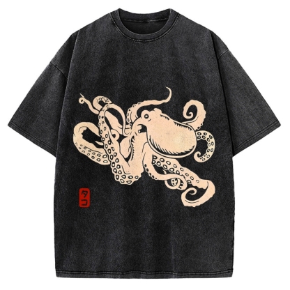 Japanese Octopus Vintage Washed T-shirt