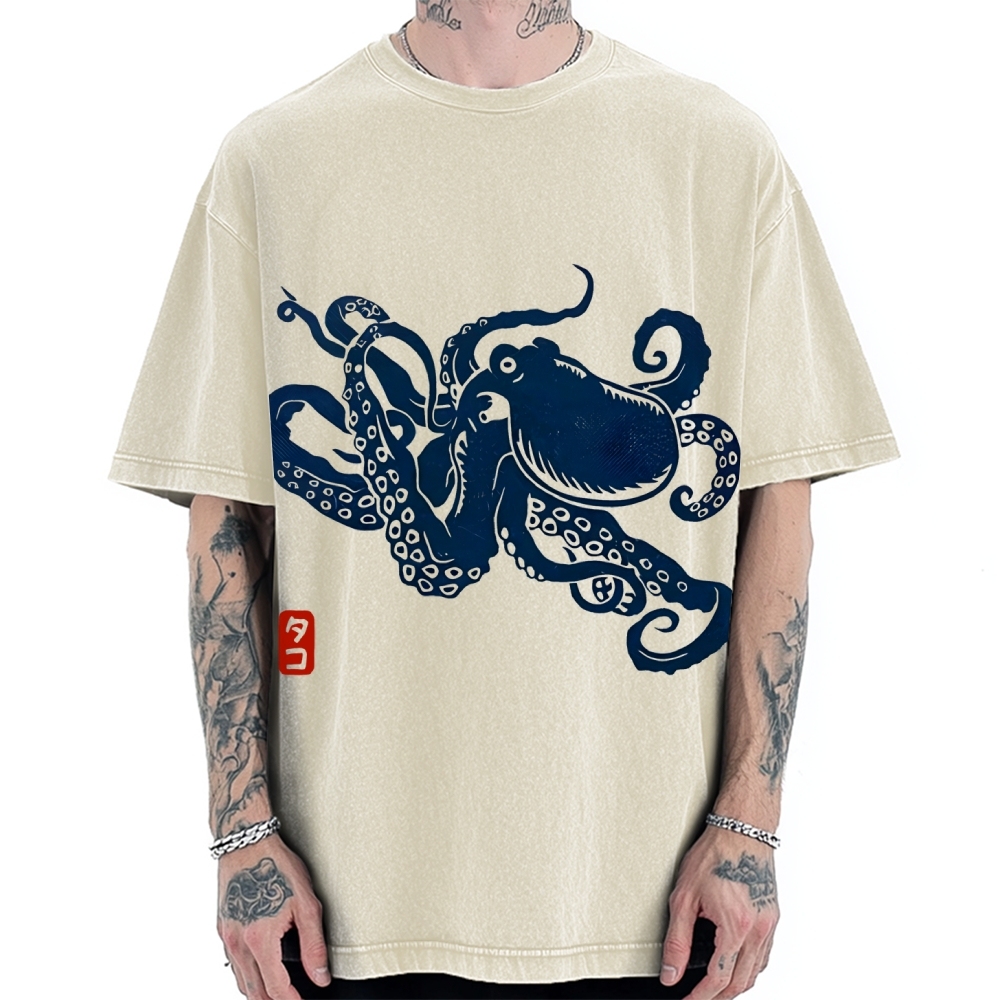 Japanese Octopus Vintage Washed T-shirt