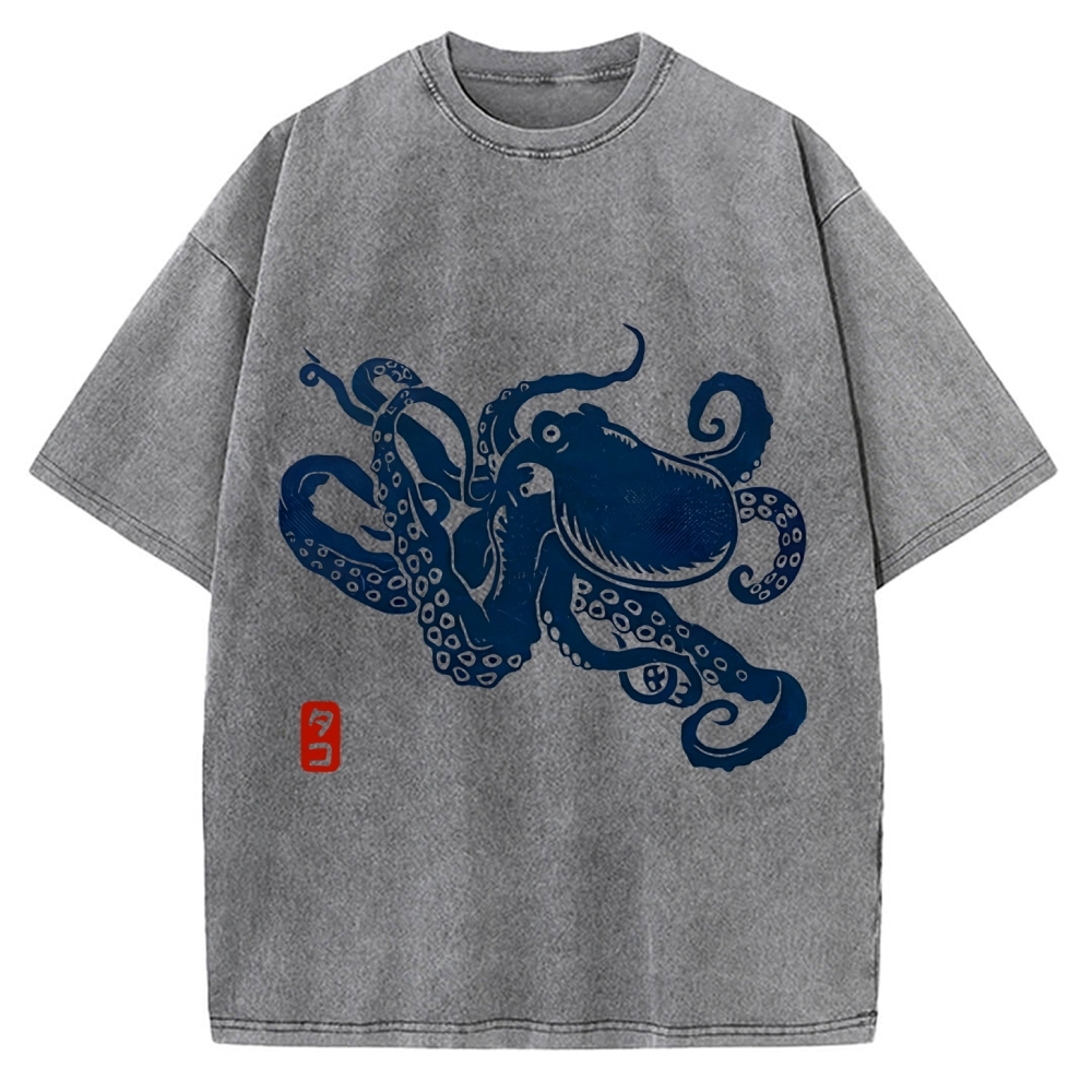 Japanese Octopus Vintage Washed T-shirt