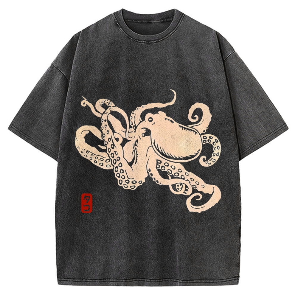 Japanese Octopus Vintage Washed T-shirt