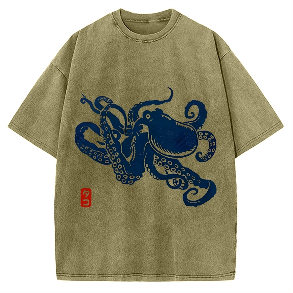 Japanese Octopus Vintage Washed T-shirt