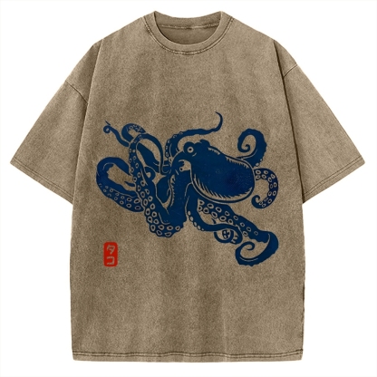 Japanese Octopus Vintage Washed T-shirt