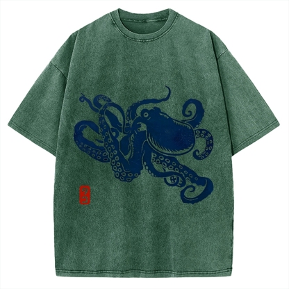 Japanese Octopus Vintage Washed T-shirt
