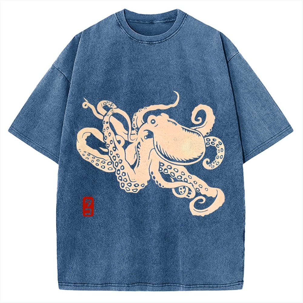 Japanese Octopus Vintage Washed T-shirt