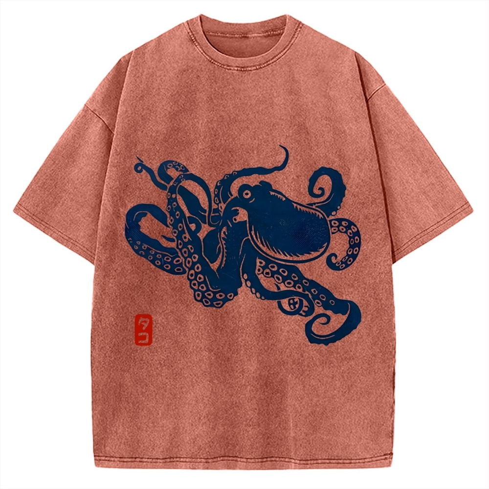 Japanese Octopus Vintage Washed T-shirt