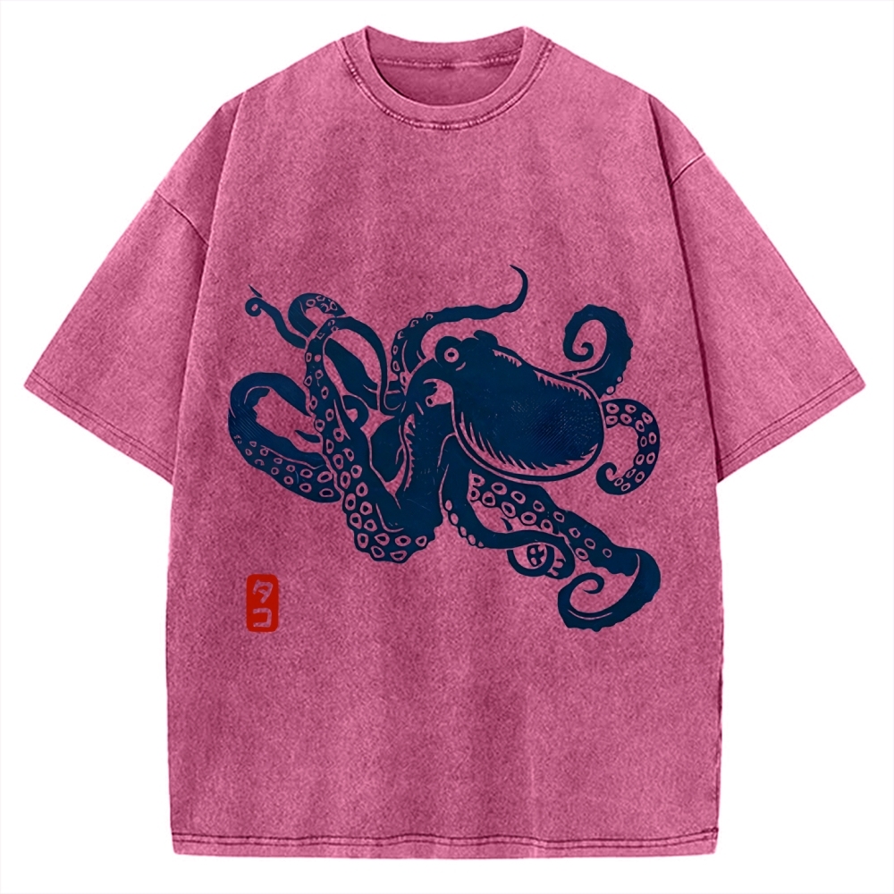 Japanese Octopus Vintage Washed T-shirt