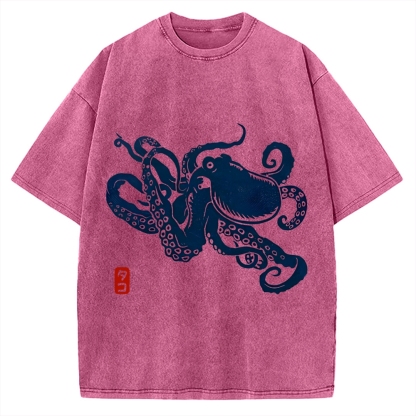 Japanese Octopus Vintage Washed T-shirt