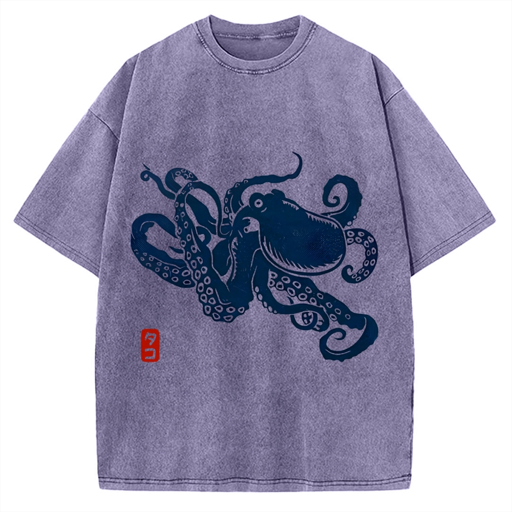 Japanese Octopus Vintage Washed T-shirt