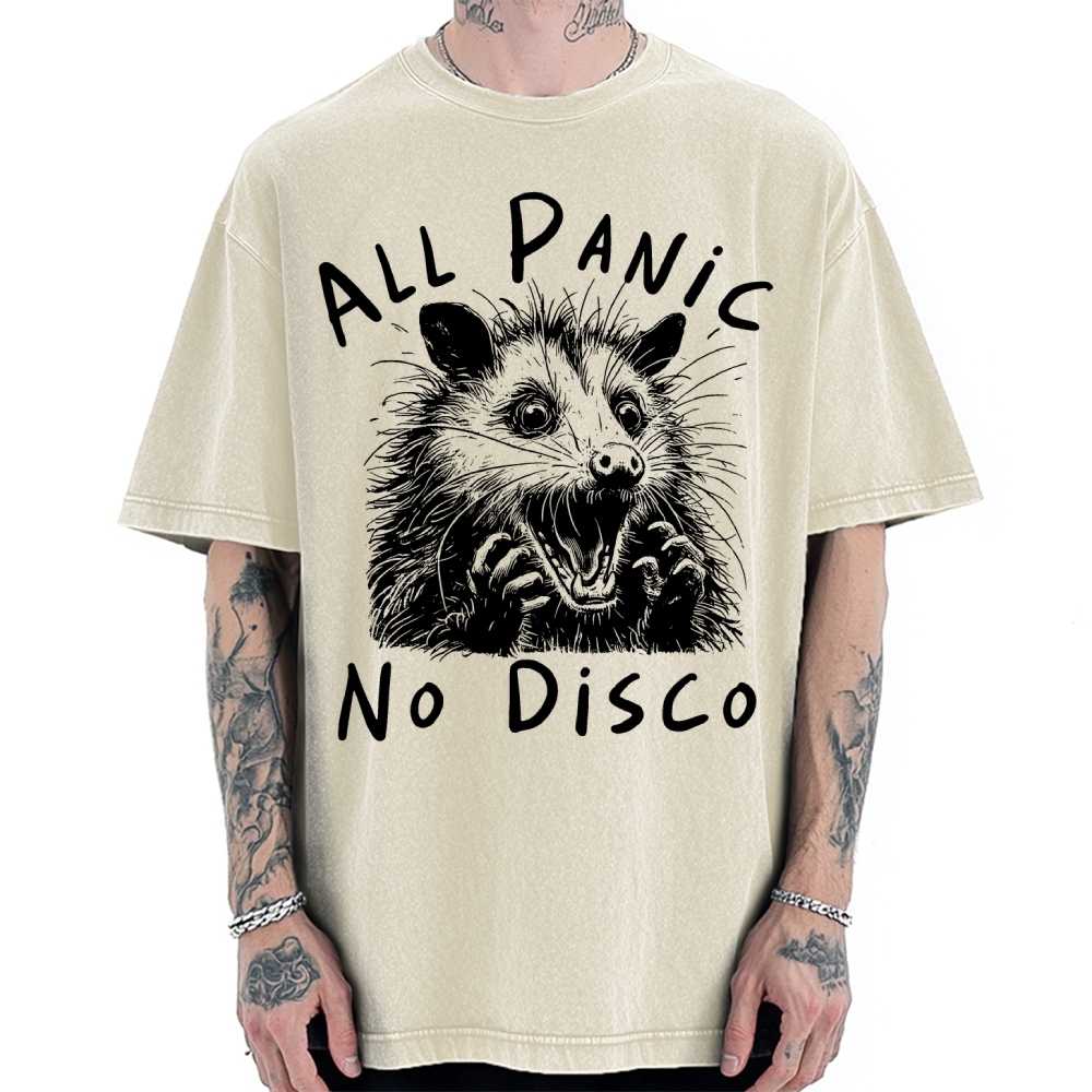 Meme Possum Humor All Panic No Disco Vintage Washed T-shirt