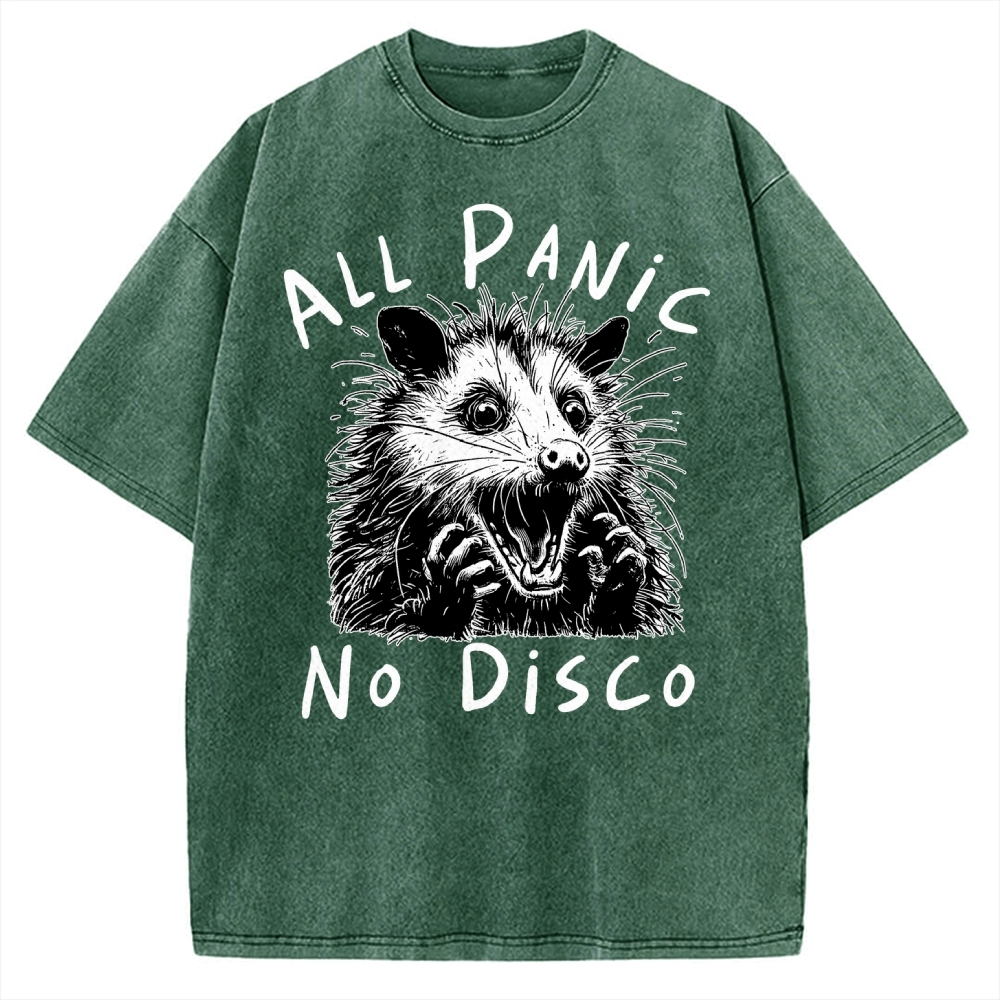 Meme Possum Humor All Panic No Disco Vintage Washed T-shirt