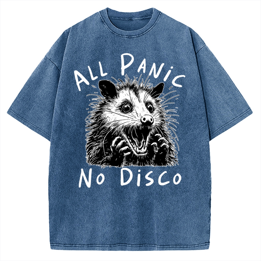 Meme Possum Humor All Panic No Disco Vintage Washed T-shirt