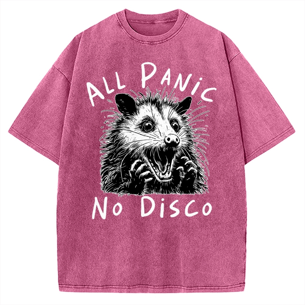 Meme Possum Humor All Panic No Disco Vintage Washed T-shirt