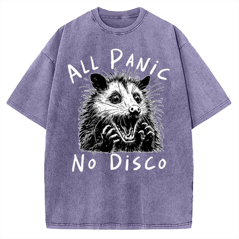 Meme Possum Humor All Panic No Disco Vintage Washed T-shirt