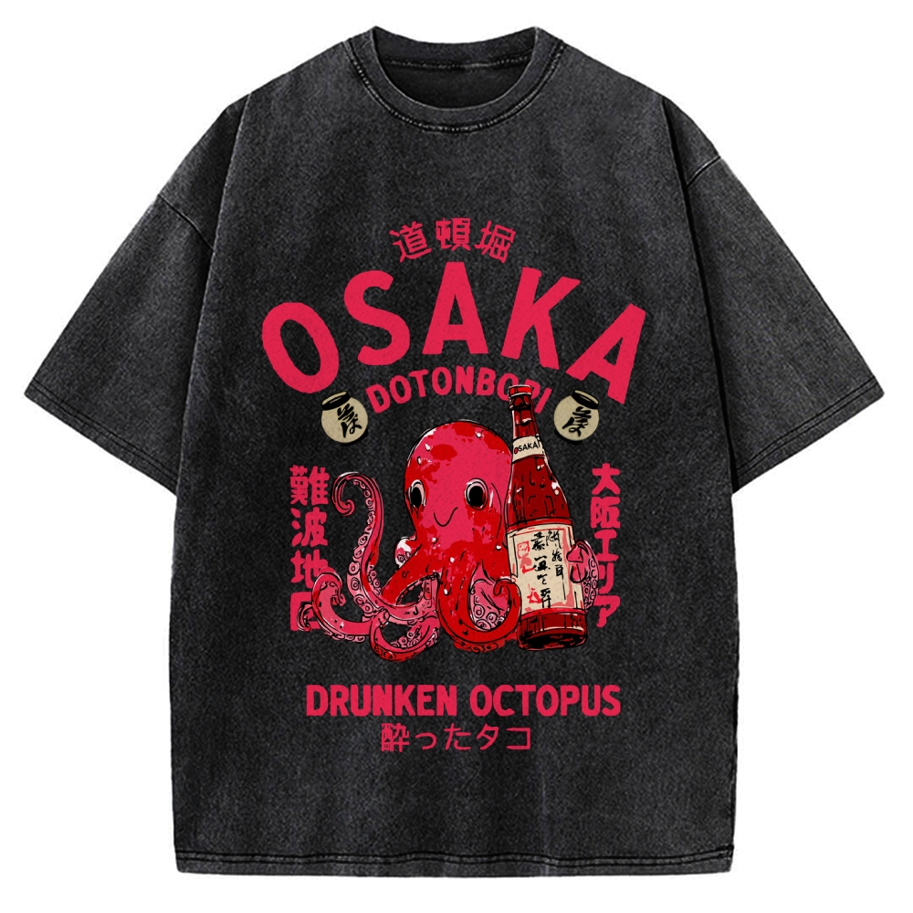 Drunken Octopus Dotonbori Osaka Vintage Washed T-shirt