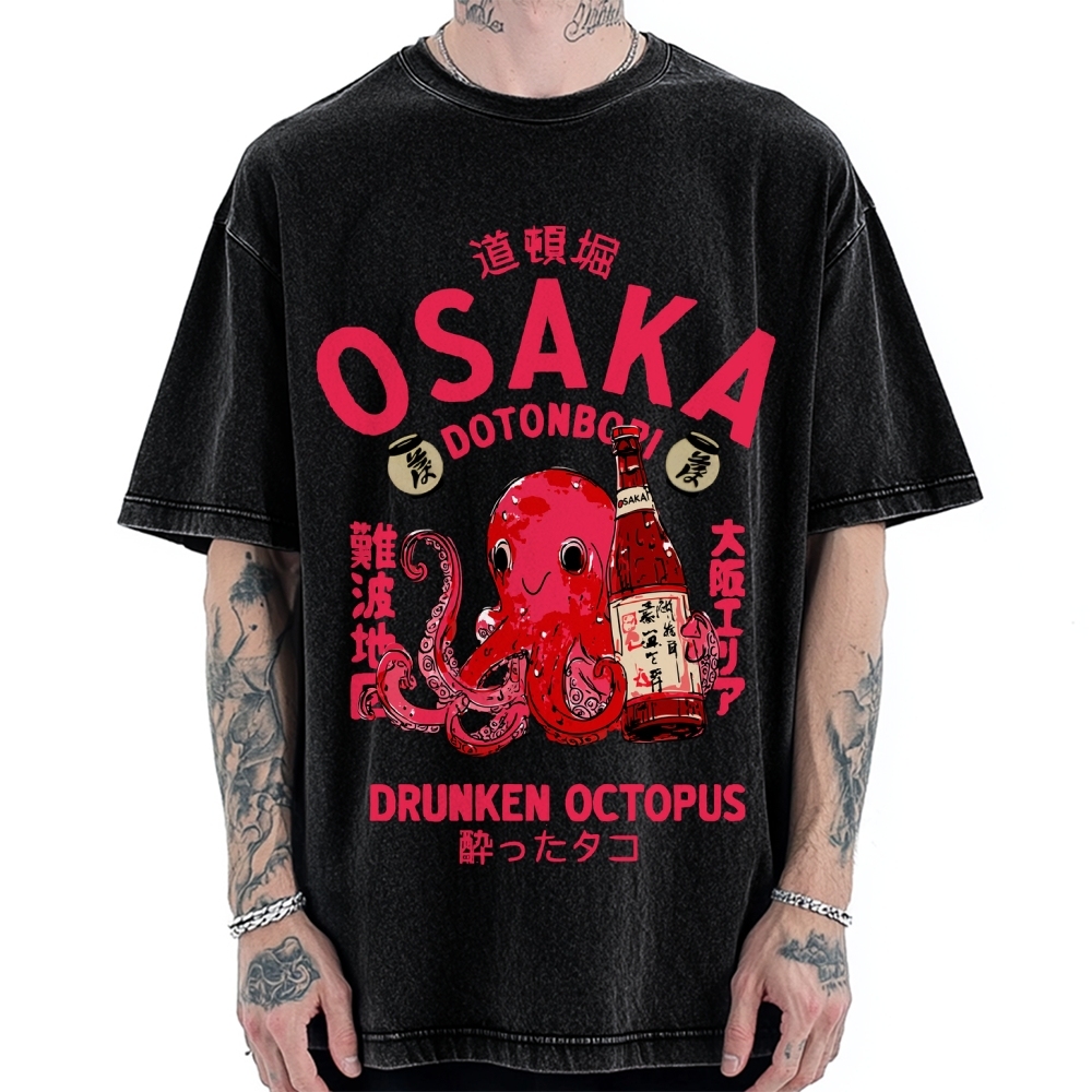 Drunken Octopus Dotonbori Osaka Vintage Washed T-shirt