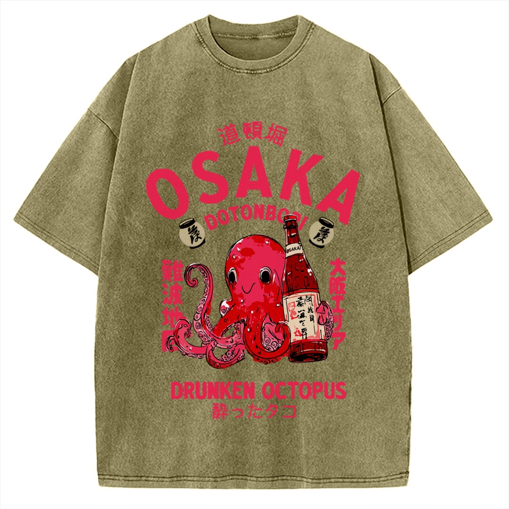 Drunken Octopus Dotonbori Osaka Vintage Washed T-shirt