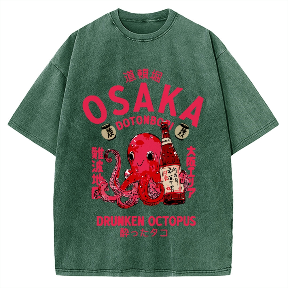 Drunken Octopus Dotonbori Osaka Vintage Washed T-shirt