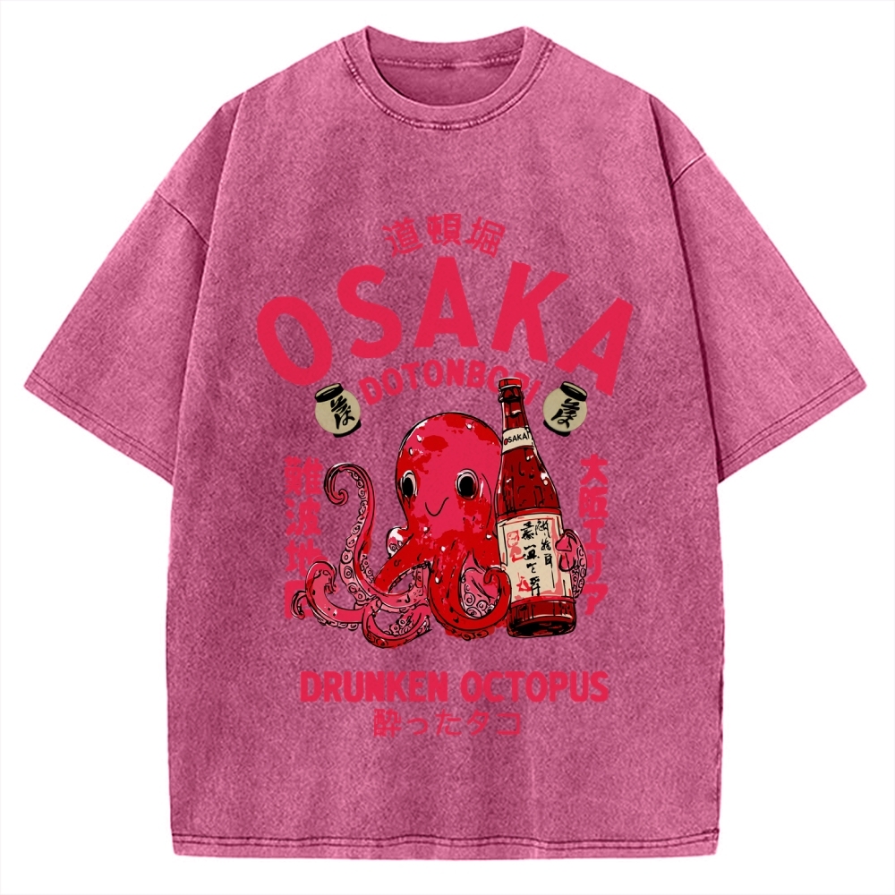 Drunken Octopus Dotonbori Osaka Vintage Washed T-shirt