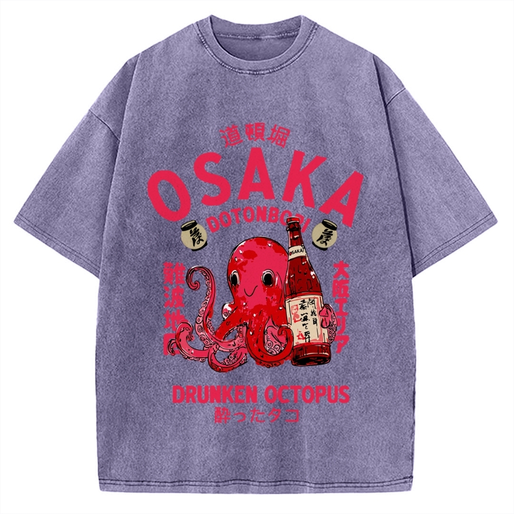 Drunken Octopus Dotonbori Osaka Vintage Washed T-shirt