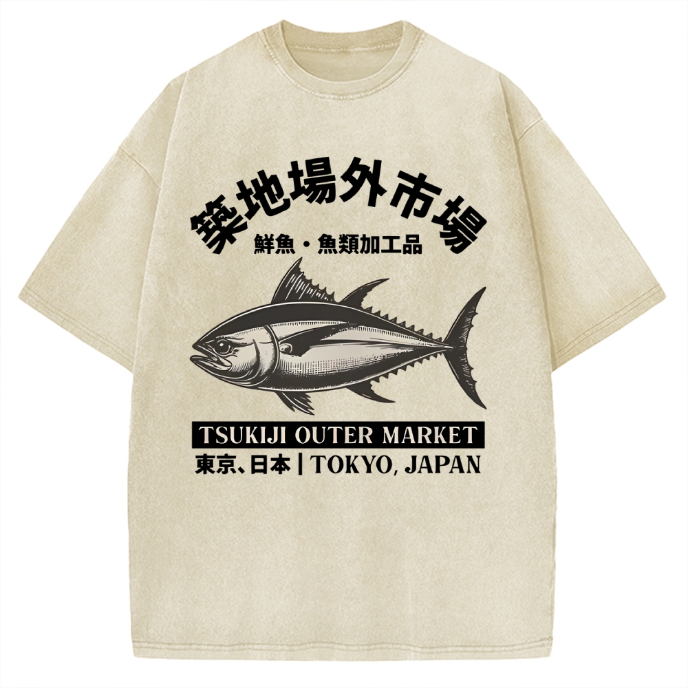Tsukiji Outer Market Tokyo Japan Vintage Washed T-shirt