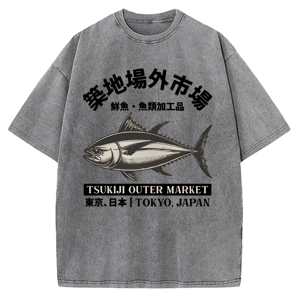 Tsukiji Outer Market Tokyo Japan Vintage Washed T-shirt