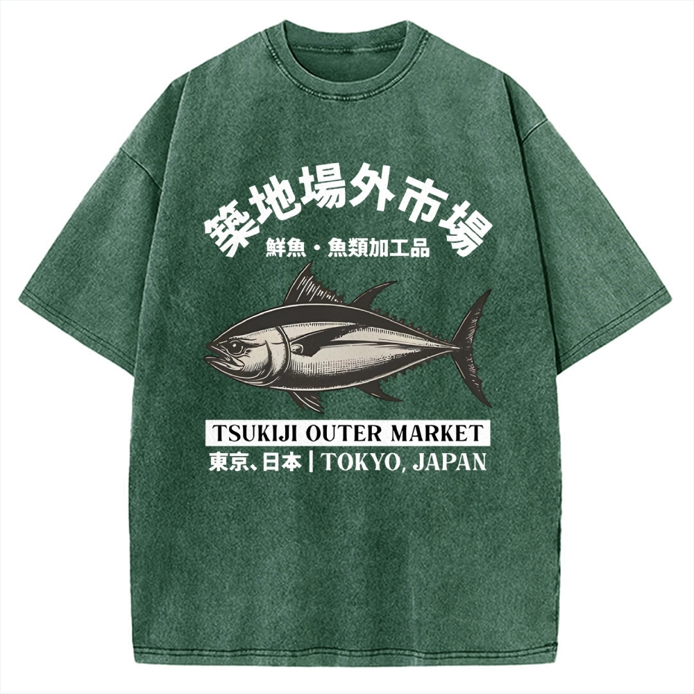 Tsukiji Outer Market Tokyo Japan Vintage Washed T-shirt