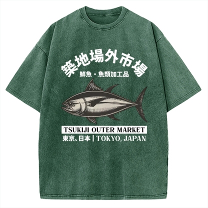Tsukiji Outer Market Tokyo Japan Vintage Washed T-shirt