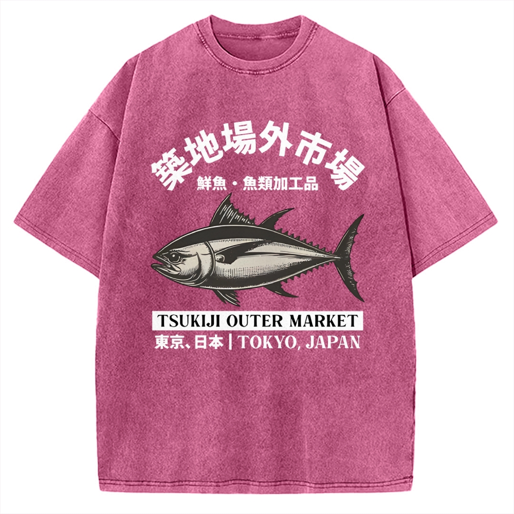 Tsukiji Outer Market Tokyo Japan Vintage Washed T-shirt