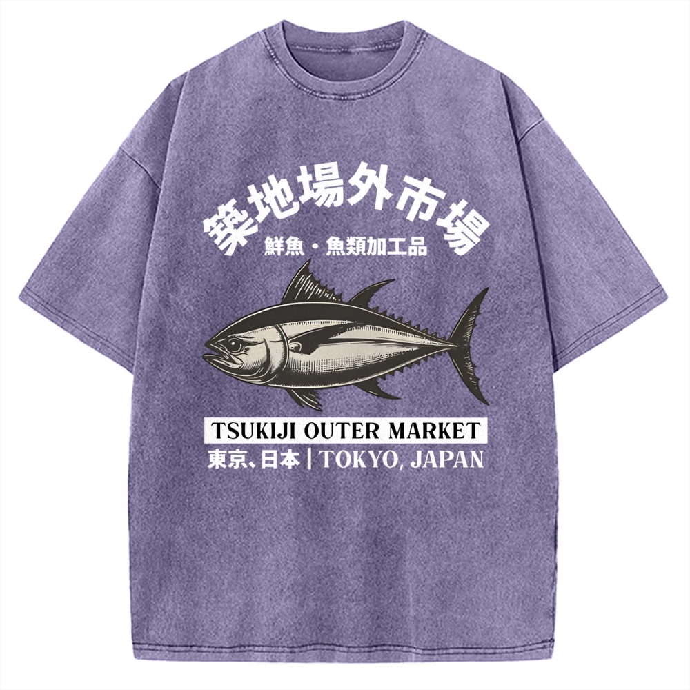 Tsukiji Outer Market Tokyo Japan Vintage Washed T-shirt