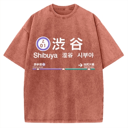 Shibuya Station Vintage Washed T-shirt
