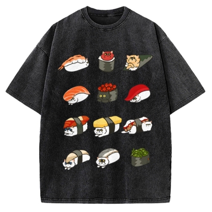 Sushi Cat Vintage Washed T-shirt