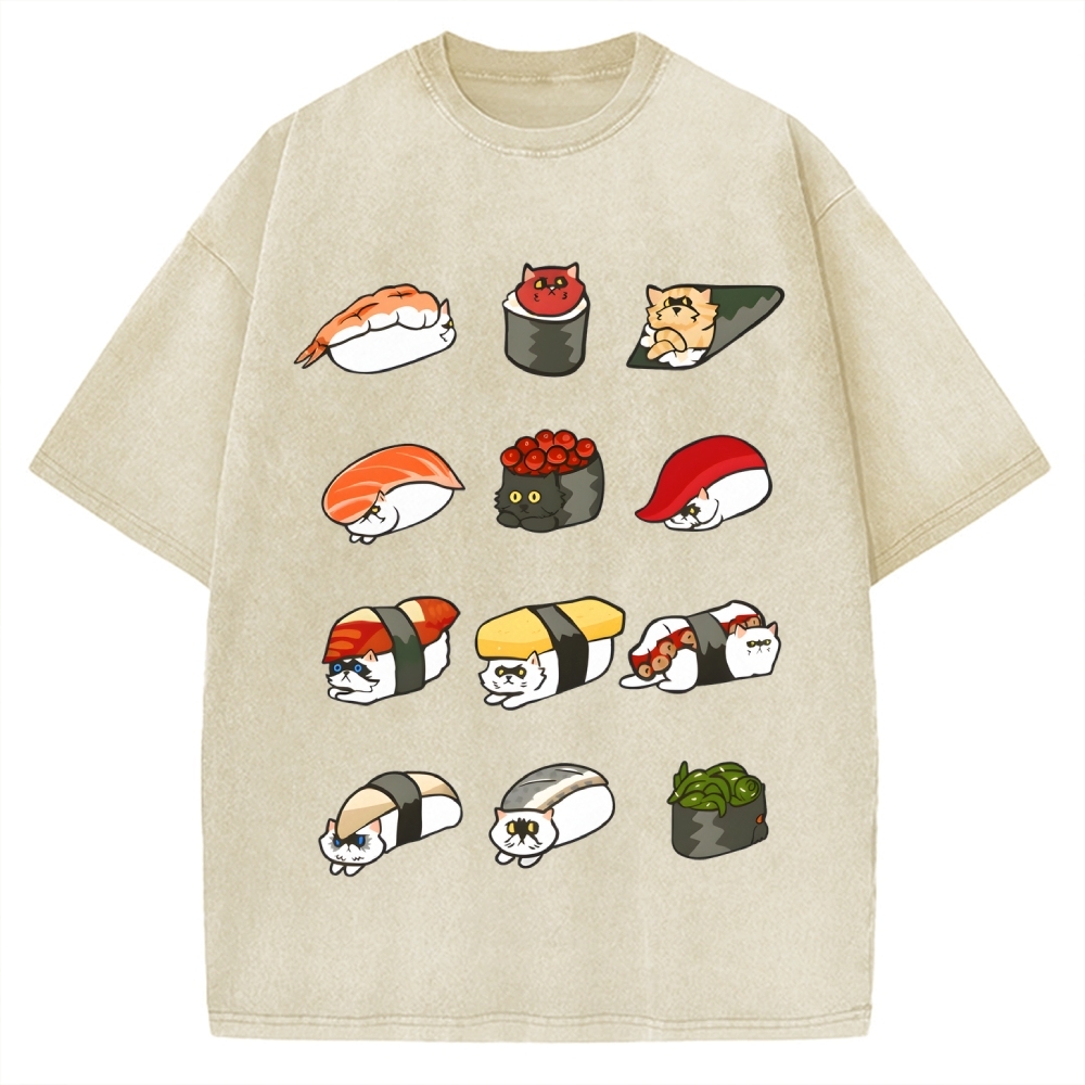 Sushi Cat Vintage Washed T-shirt
