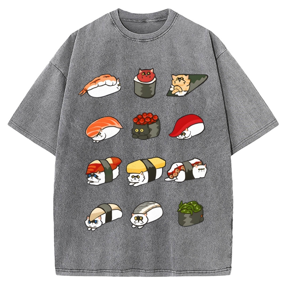 Sushi Cat Vintage Washed T-shirt