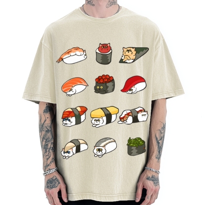 Sushi Cat Vintage Washed T-shirt