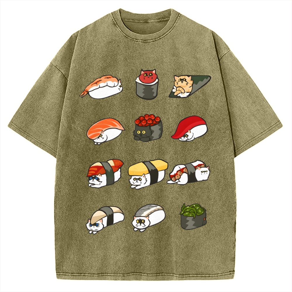 Sushi Cat Vintage Washed T-shirt