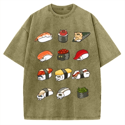 Sushi Cat Vintage Washed T-shirt