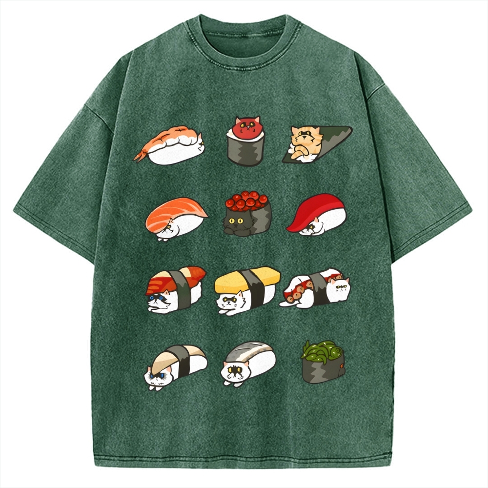 Sushi Cat Vintage Washed T-shirt