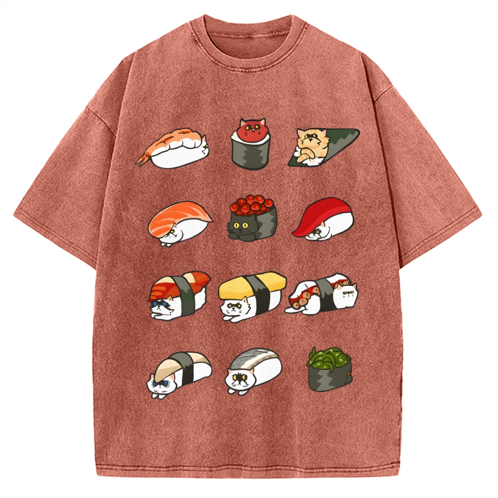 Sushi Cat Vintage Washed T-shirt