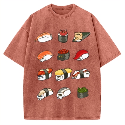 Sushi Cat Vintage Washed T-shirt