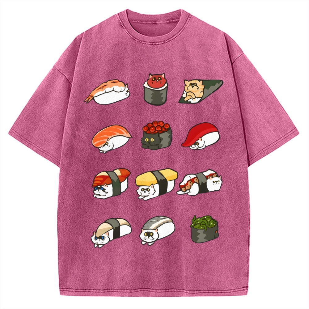 Sushi Cat Vintage Washed T-shirt