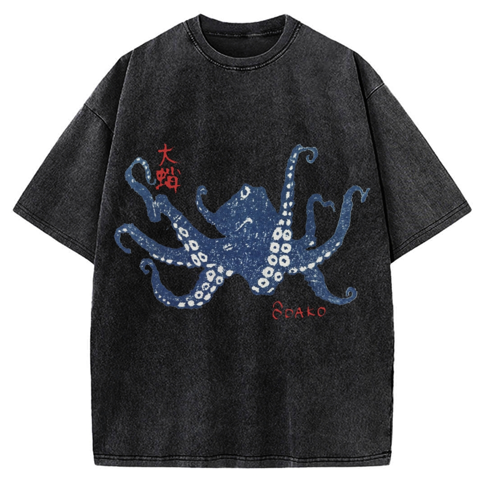 Big Octopus Lacking Serotonin Odako Vintage Washed T-shirt