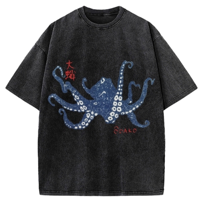 Big Octopus Lacking Serotonin Odako Vintage Washed T-shirt