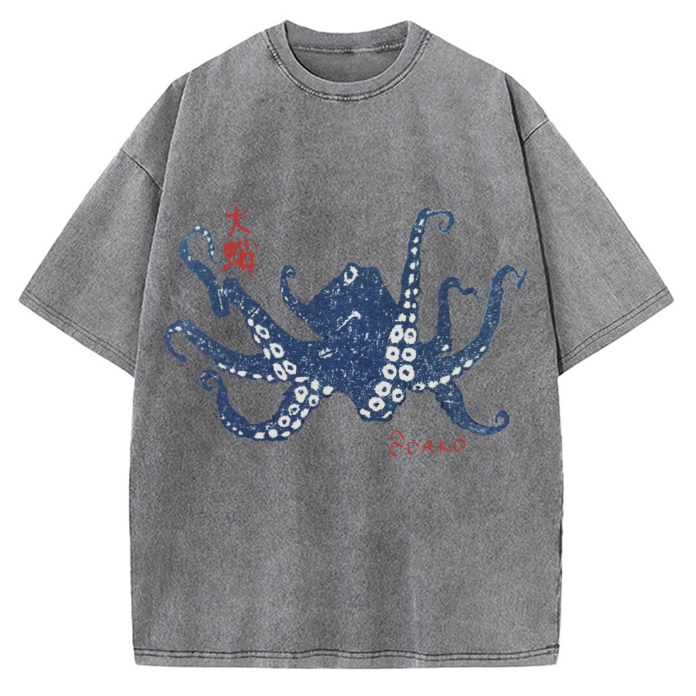 Big Octopus Lacking Serotonin Odako Vintage Washed T-shirt