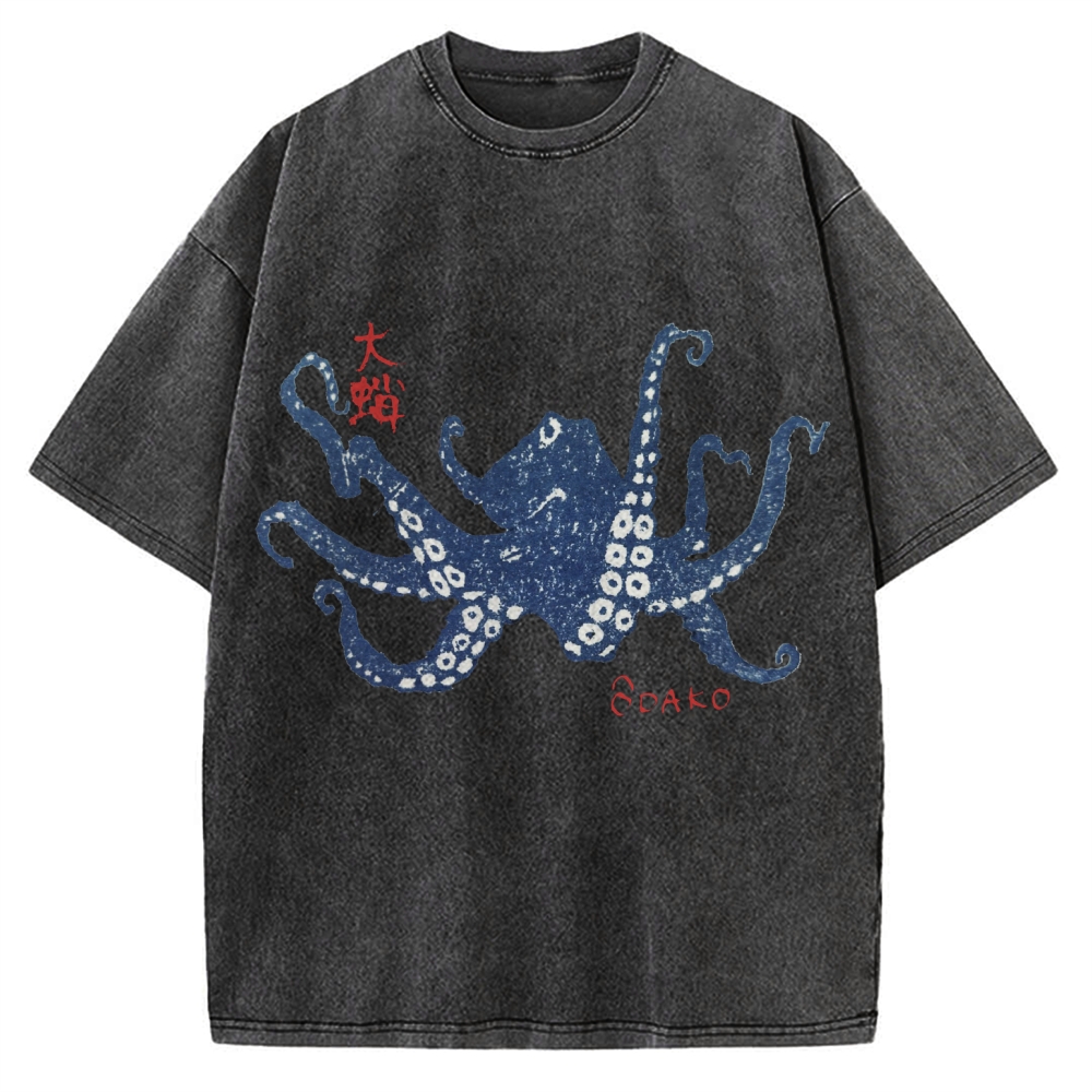 Big Octopus Lacking Serotonin Odako Vintage Washed T-shirt