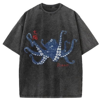 Big Octopus Lacking Serotonin Odako Vintage Washed T-shirt