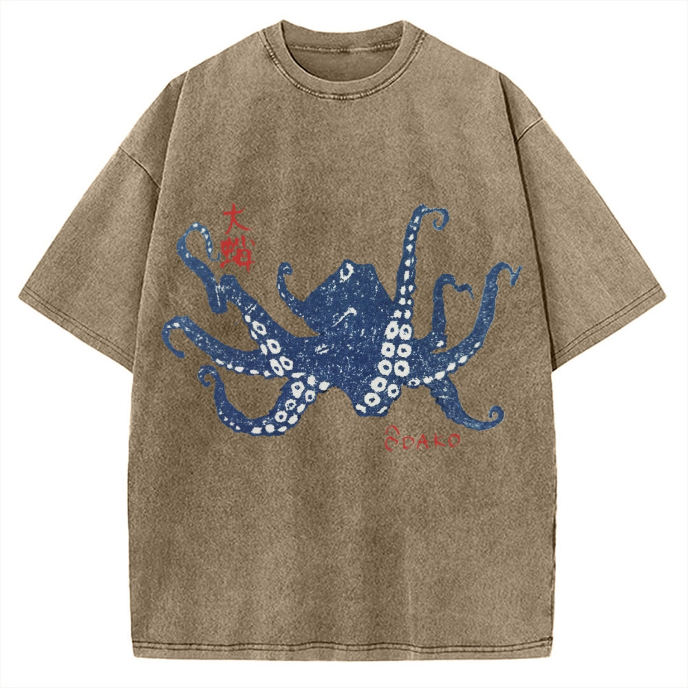 Big Octopus Lacking Serotonin Odako Vintage Washed T-shirt