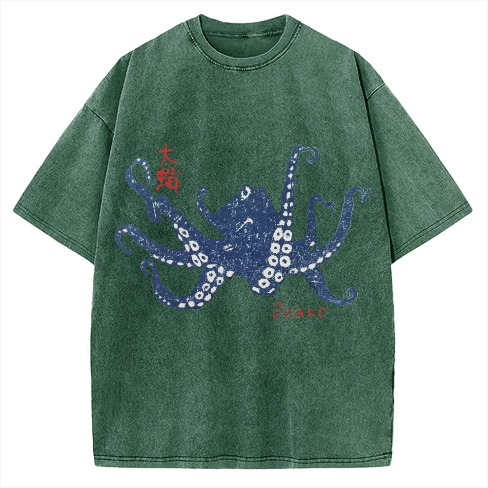 Big Octopus Lacking Serotonin Odako Vintage Washed T-shirt