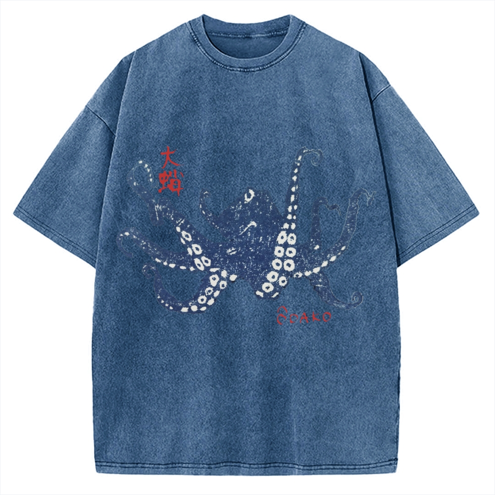 Big Octopus Lacking Serotonin Odako Vintage Washed T-shirt