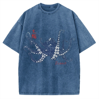 Big Octopus Lacking Serotonin Odako Vintage Washed T-shirt
